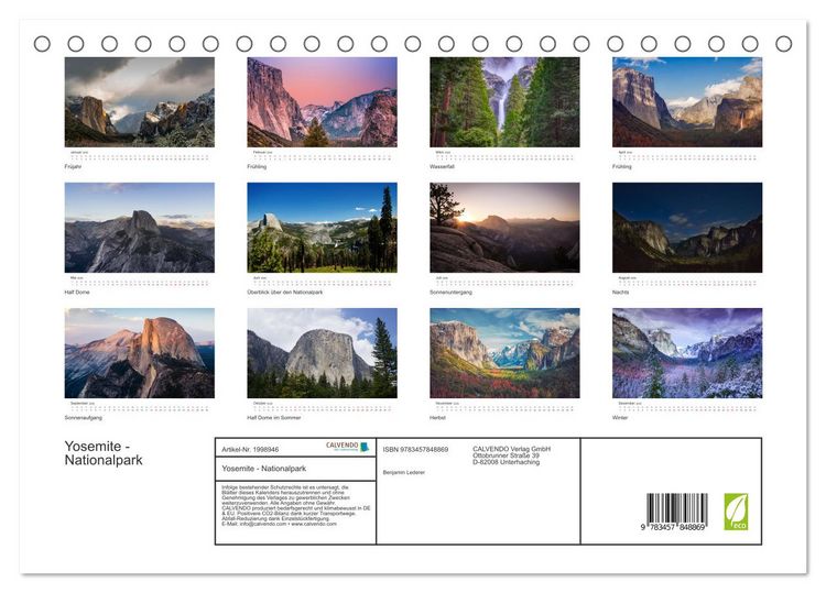 Produktbild: Yosemite - Nationalpark (Tischkalender 2026 DIN A5 quer), CALVENDO Monatskalender