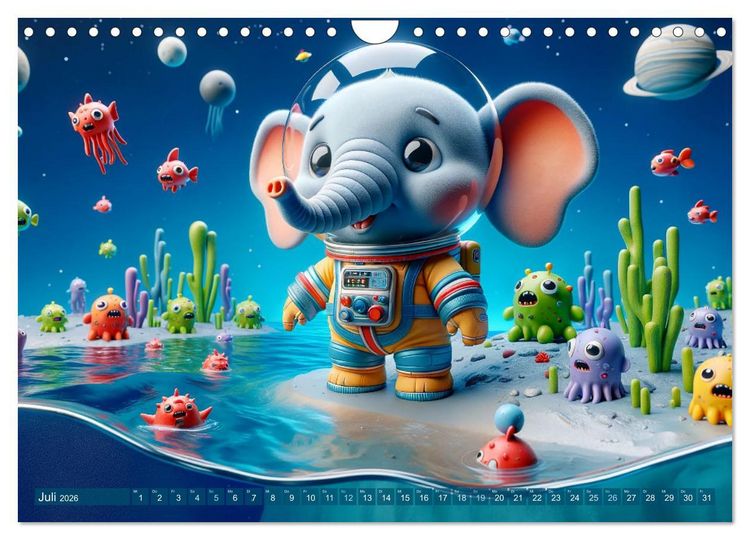 Produktbild: Tierische Raumfahrer: Durch das Universum mit Fell und Feder (Wandkalender 2026 DIN A4 quer), CALVENDO Monatskalender