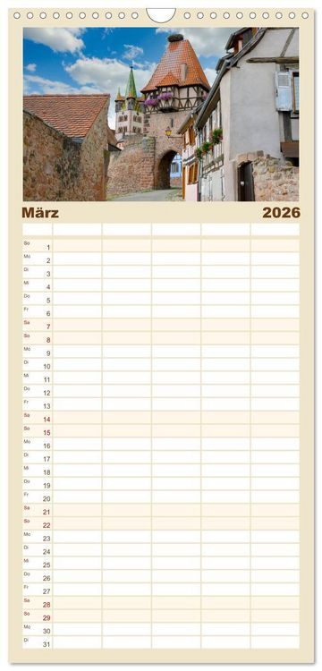 Produktbild: Familienplaner 2026 - Frankreichs idyllische D&ouml;rfer mit 5 Spalten (Wandkalender, 21 x 45 cm) CALVENDO