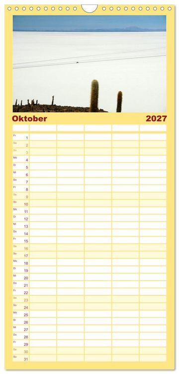 Produktbild: Familienplaner 2027 - Bolivien - Eine Wanderreise mit 5 Spalten (Wandkalender, 21 x 45 cm) CALVENDO