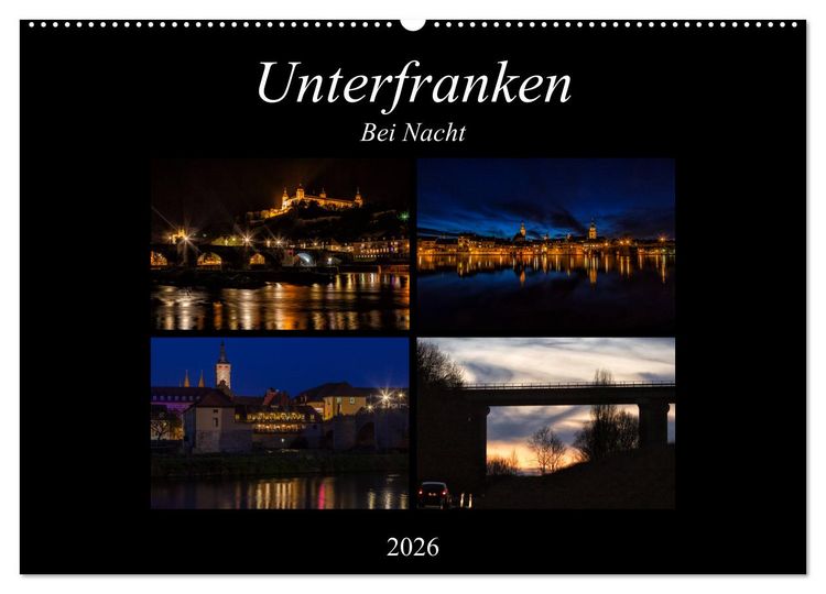 Produktbild: Unterfranken bei Nacht (Wandkalender 2026 DIN A2 quer), CALVENDO Monatskalender