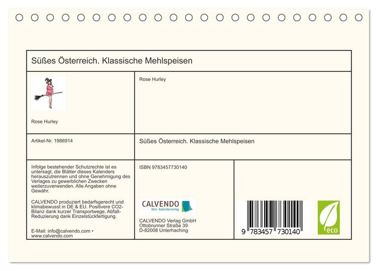 Produktbild: S&uuml;&szlig;es &Ouml;sterreich. Klassische Mehlspeisen (Tischkalender 2026 DIN A5 quer), CALVENDO Monatskalender