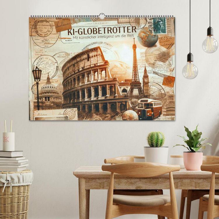 Produktbild: KI-Globetrotter: Mit k&uuml;nstlicher Intelligenz um die Welt (Wandkalender 2026 DIN A2 quer), CALVENDO Monatskalender