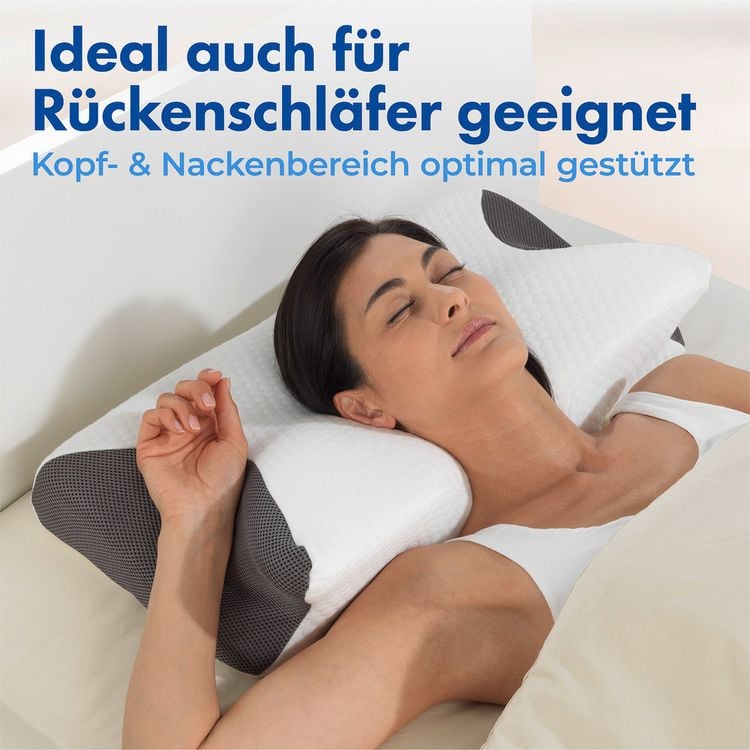 Produktbild: Seitenschl&auml;fer-Nackenst&uuml;tzkissen Mod. Visco, Seitenschl&auml;fer Kopfkissen mit Arm-Komfortzone