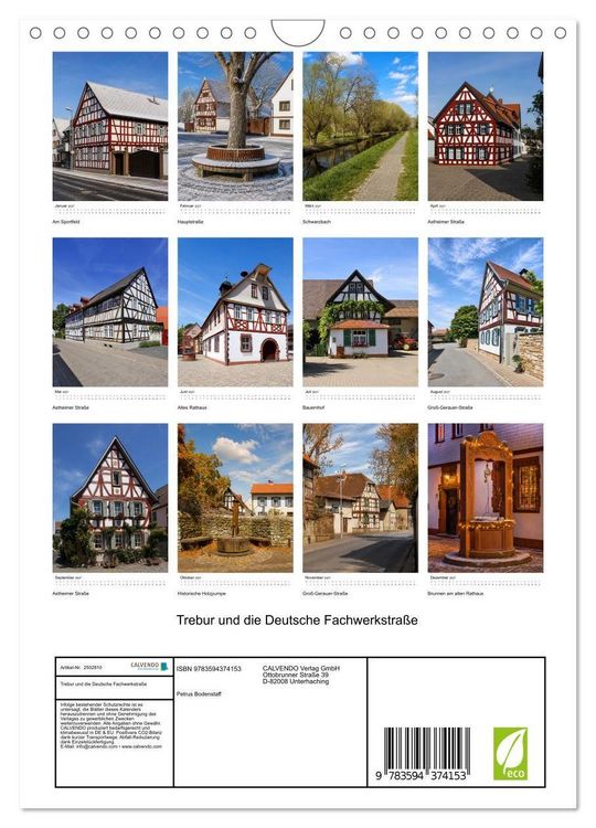 Produktbild: Trebur und die Deutsche Fachwerkstra&szlig;e (Wandkalender 2027 DIN A4 hoch), CALVENDO Monatskalender