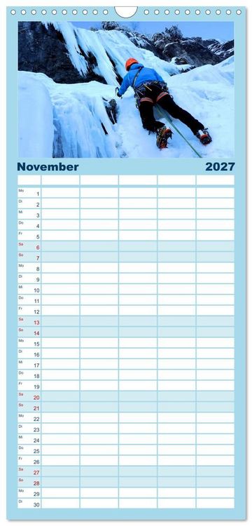 Produktbild: Familienplaner 2027 - Extremsport Eisklettern mit 5 Spalten (Wandkalender, 21 x 45 cm) CALVENDO