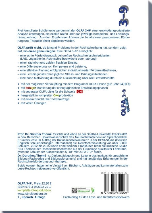 Produktbild: OLFA 3-9+: Oldenburger Fehleranalyse f&uuml;r die Klassen 3-9 und dar&uuml;ber