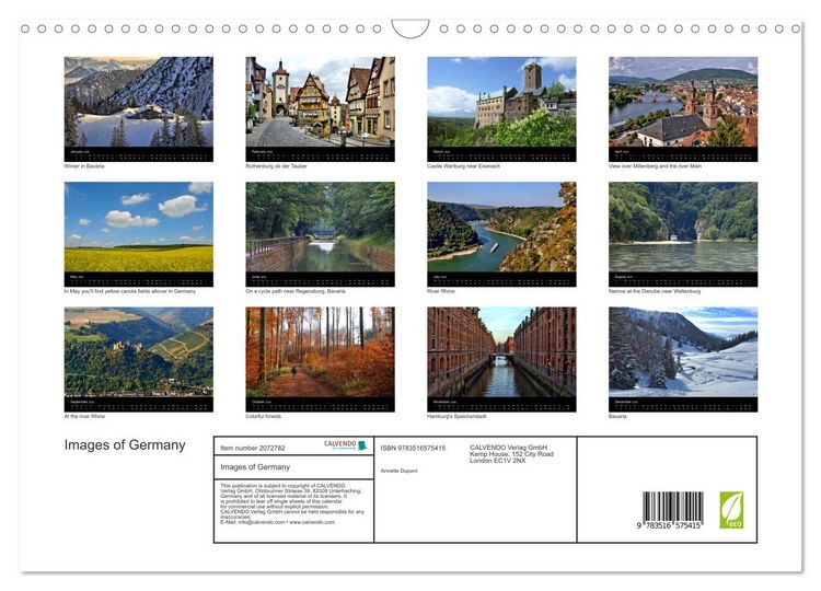 Produktbild: Images of Germany (Wall Calendar 2026 DIN A3 landscape), CALVENDO 12 Month Wall Calendar