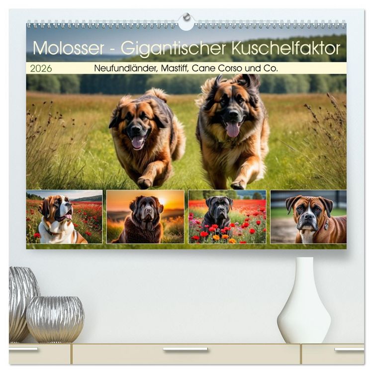 Produktbild: Molosser - Gigantischer Kuschelfaktor (hochwertiger Premium Wandkalender 2026 DIN A2 quer), Kunstdruck in Hochglanz