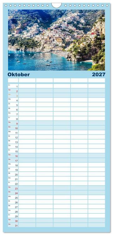 Produktbild: Familienplaner 2027 - Amalfi - Traumhafte K&uuml;ste zwischen Himmel und Meer mit 5 Spalten (Wandkalender, 21 x 45 cm) CALVENDO