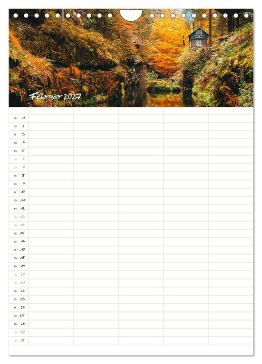 Produktbild: Familienkalender - S&auml;chsische und B&ouml;hmische Schweiz (Wandkalender 2027 DIN A4 hoch), CALVENDO Monatskalender