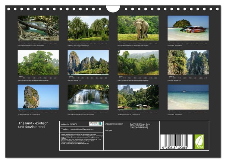 Produktbild: Thailand - exotisch und faszinierend (Wandkalender 2026 DIN A4 quer), CALVENDO Monatskalender