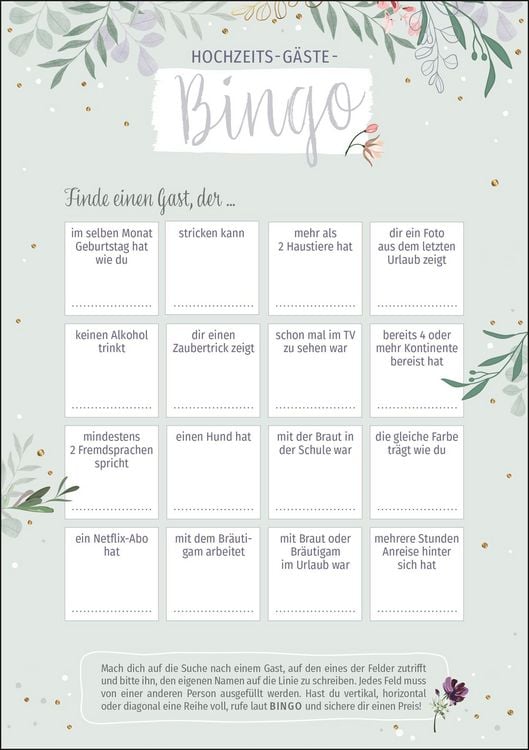 Produktbild: Hochzeits-G&auml;ste-Bingo
