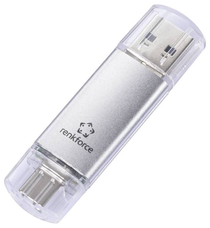 Produktbild: Renkforce RF-USBOS-230 USB-Stick 64GB Silber RF-6688140 USB-A, USB-C&reg;