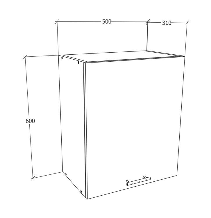 Produktbild: K&uuml;chenschrank B. 50 cm H&auml;ngeschrank K&uuml;che Esilo