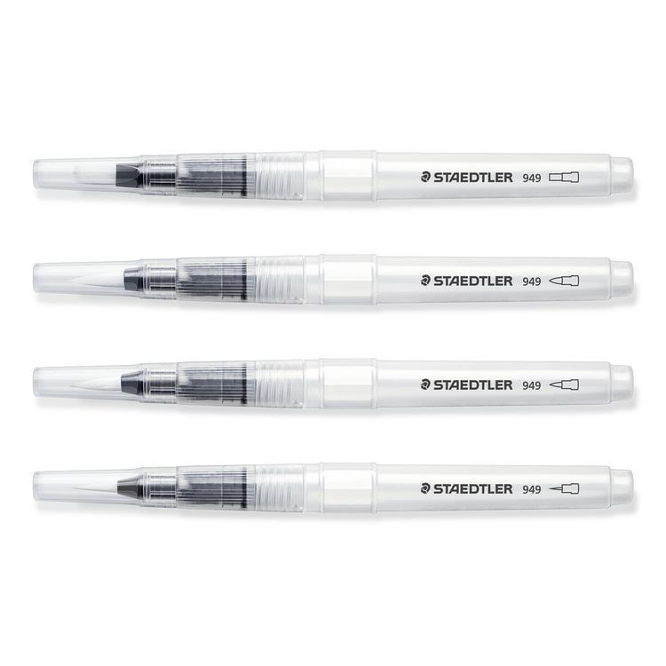 Produktbild: STAEDTLER Wasserpinsel rund fein, rund medium, rund gro&szlig;, Keilspitze, 4er Set