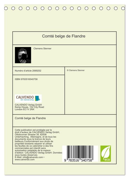 Produktbild: Comt&eacute; belge de Flandre (Calendrier de bureau 2026 DIN A5 horizontal), CALVENDO calendrier mensuel