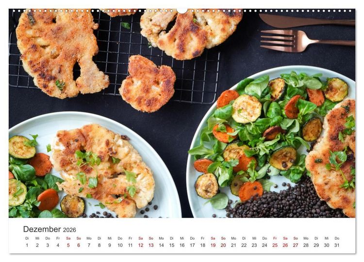 Produktbild: Veganer Essen - Pflanzenbasierte K&ouml;stlichkeiten (Wandkalender 2026 DIN A2 quer), CALVENDO Monatskalender