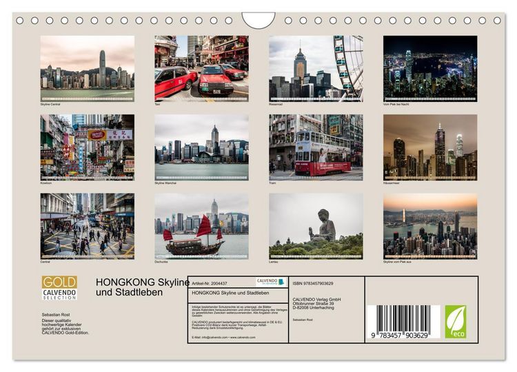 Produktbild: HONGKONG Skyline und Stadtleben (Wandkalender 2026 DIN A4 quer), CALVENDO Monatskalender