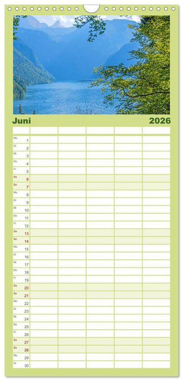 Produktbild: Familienplaner 2026 - Malerische Seen in Bayern mit 5 Spalten (Wandkalender, 21 x 45 cm) CALVENDO