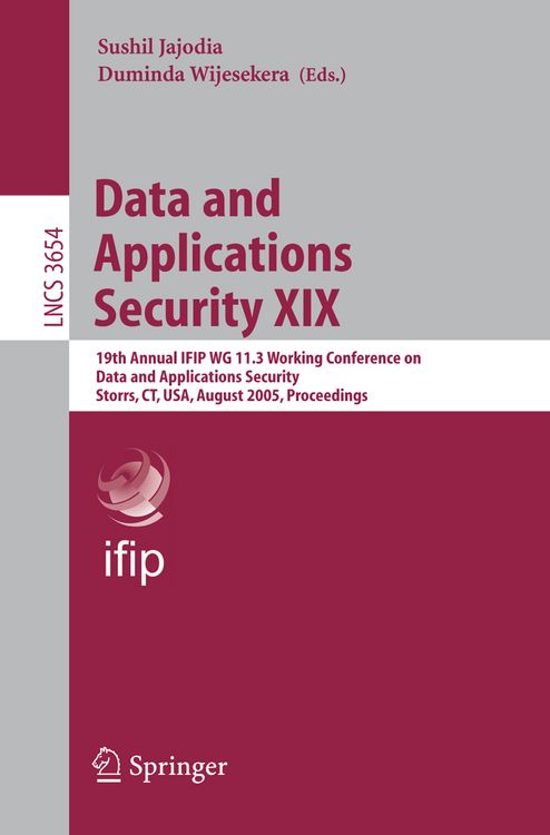 Produktbild: Data and Applications Security XIX