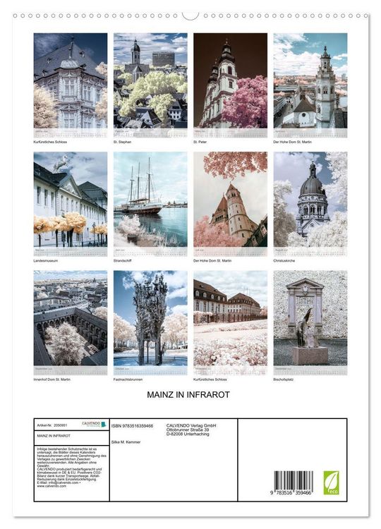 Produktbild: MAINZ IN INFRAROT (hochwertiger Premium Wandkalender 2026 DIN A2 hoch), Kunstdruck in Hochglanz