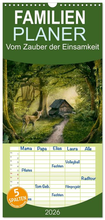 Produktbild: Familienplaner 2026 - Vom Zauber der Einsamkeit mit 5 Spalten (Wandkalender, 21 x 45 cm) CALVENDO