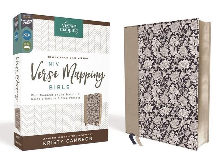 Produktbild: Niv, Verse Mapping Bible, Leathersoft, Navy Floral, Comfort Print