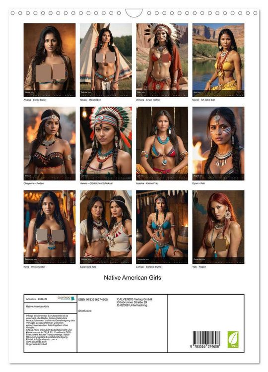 Produktbild: Native American Girls (Wandkalender 2026 DIN A3 hoch), CALVENDO Monatskalender