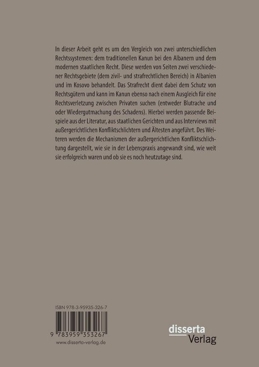 Produktbild: Informelle Konfliktschlichtung nach albanischem Kanun. Eine rechtsvergleichende Analyse zum alten Kanun und modernen Recht