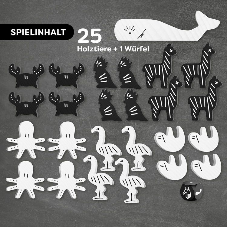 Produktbild: HABA 2014044001 - Tier auf Tier Black & White Edition, Stapelspiel, Balancierspiel