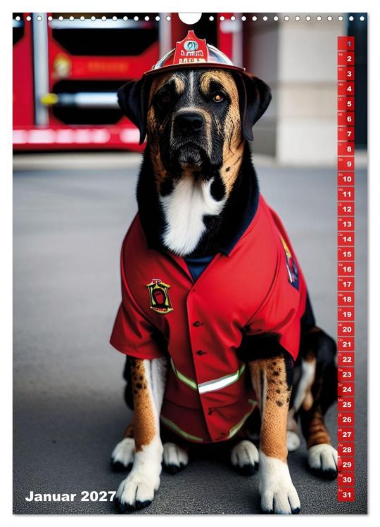 Produktbild: Feuerwehr - Tierischer Feuerwehrkalender (Wandkalender 2027 DIN A3 hoch), CALVENDO Monatskalender