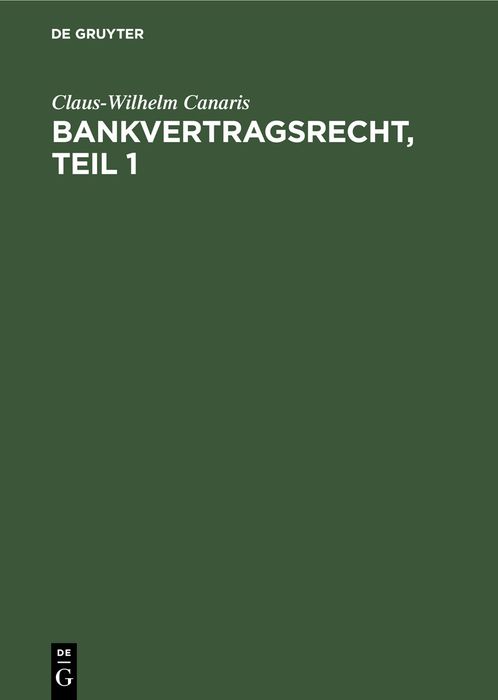 Produktbild: Bankvertragsrecht, Erster Teil