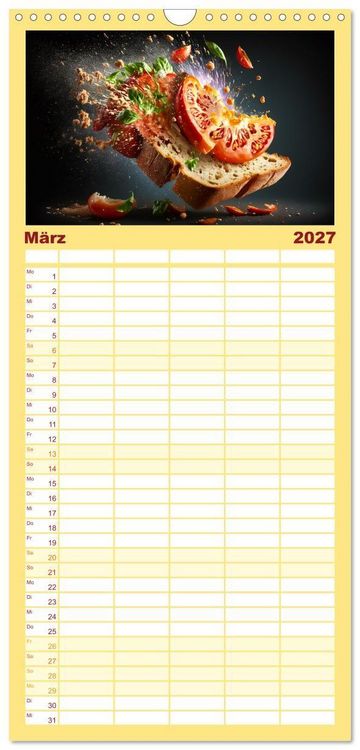 Produktbild: Familienplaner 2027 - Italienische Gerichte mit 5 Spalten (Wandkalender, 21 x 45 cm) CALVENDO