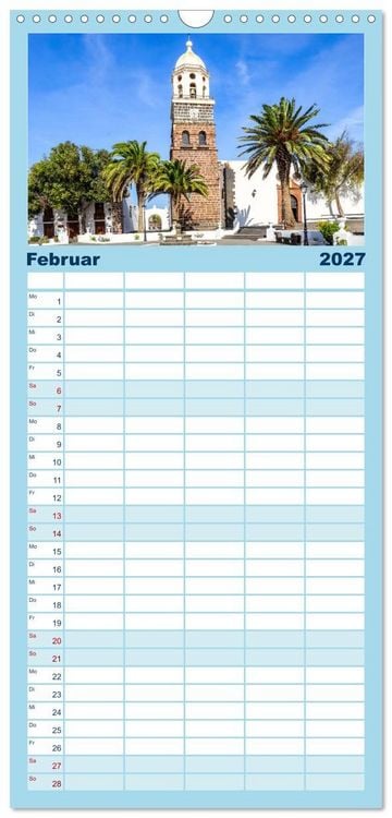 Produktbild: Familienplaner 2027 - Lanzarote - Wo die Vulkane die Landschaft formten mit 5 Spalten (Wandkalender, 21 x 45 cm) CALVENDO