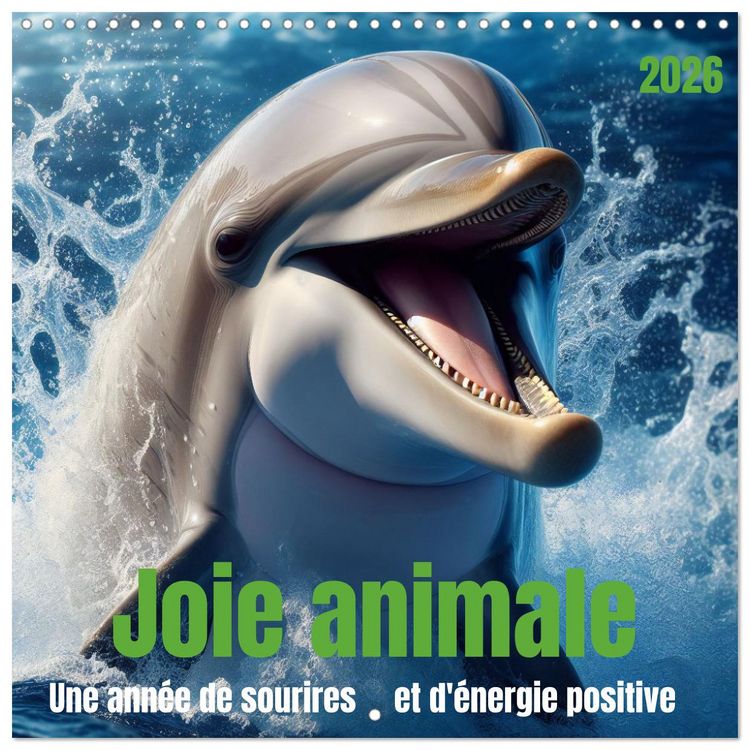 Produktbild: Joie animale - Une ann&eacute;e de sourires et d'&eacute;nergie positive (Calendrier mural carr&eacute; 2026 30x30 cm) Calendrier double avec une page pour vos prises de notes