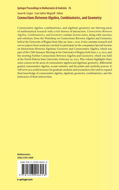 Produktbild: Connections Between Algebra, Combinatorics, and Geometry