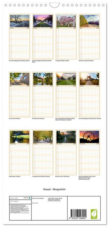 Produktbild: Familienplaner 2026 - Kassel - Morgenlicht mit 5 Spalten (Wandkalender, 21 x 45 cm) CALVENDO