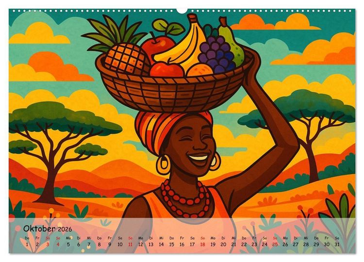 Produktbild: AFRIKA VIBES &ndash; Zw&ouml;lf Bilder voll Stolz, Leben und Licht (hochwertiger Premium Wandkalender 2026 DIN A2 quer), Kunstdruck in Hochglanz