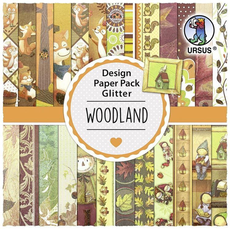 Produktbild: URSUS Spezialpapiere Design Paper Pack Glitter Woodland, 30 Blatt
