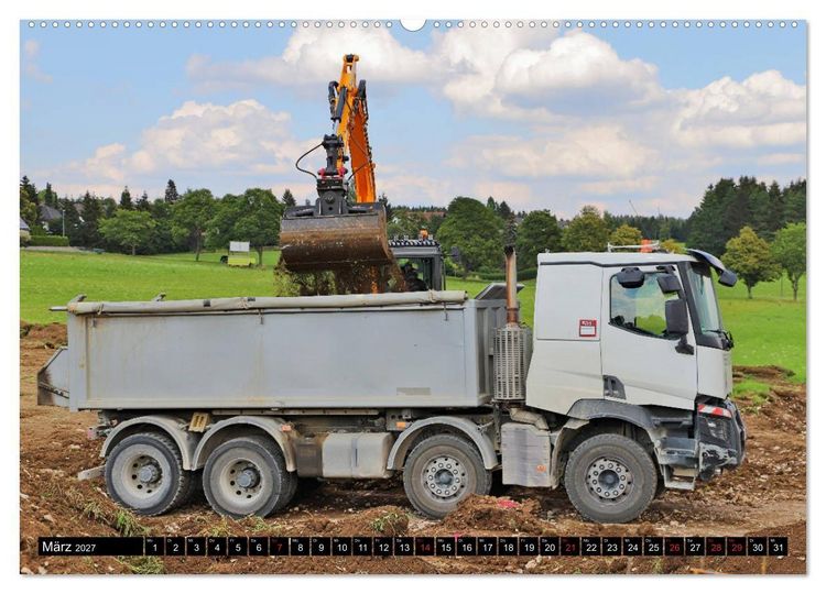 Produktbild: Baufahrzeuge auf der Baustelle (hochwertiger Premium Wandkalender 2027 DIN A2 quer), Kunstdruck in Hochglanz