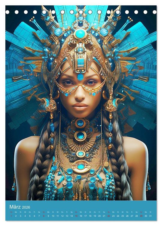 Produktbild: Antike Priesterinnen. Kunstvolle Fantasy-Portraits (Tischkalender 2026 DIN A5 hoch), CALVENDO Monatskalender