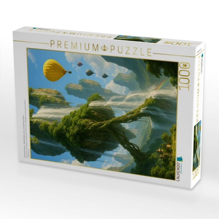 Produktbild: CALVENDO Puzzle Verankerte Felsen - Hei&szlig;luftballons &uuml;ber schwebenden Felsen | 1000 Teile Lege-Gr&ouml;&szlig;e 64x48cm Foto-Puzzle f&uuml;r gl&uuml;ckliche Stunden