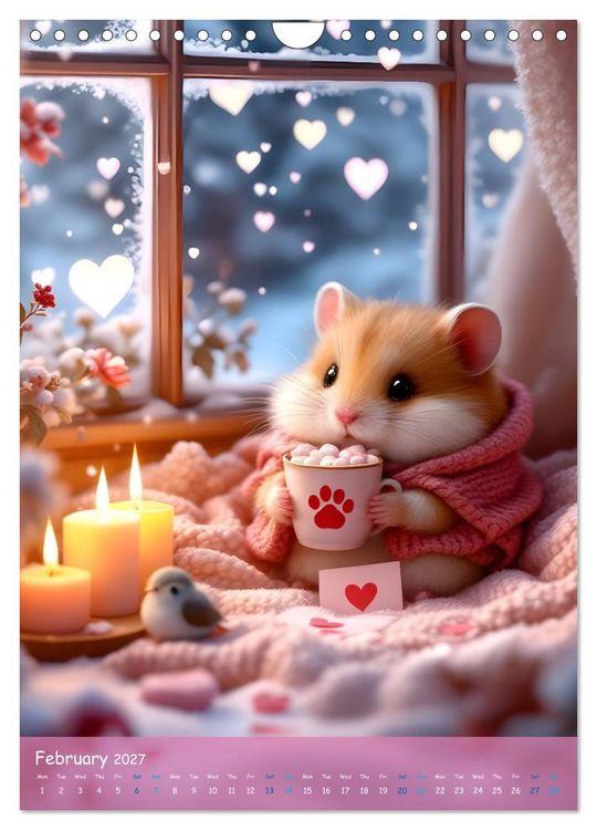 Produktbild: Cute Hamsters - For Kids - (Wall Calendar 2027 DIN A4 portrait), CALVENDO 12 Month Wall Calendar