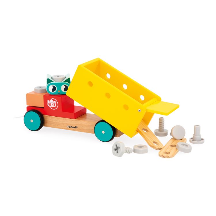 Produktbild: Holz-Ziehlaster mit Werkzeug & Schraubteilen &ndash; 2-in-1 Spiel ab 2 Jahren