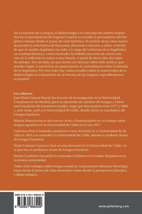 Produktbild: La historia de la lengua, la dialectolog&iacute;a y el concepto de cambio ling&uuml;&iacute;stico en el pensamiento de Eugenio Coseriu