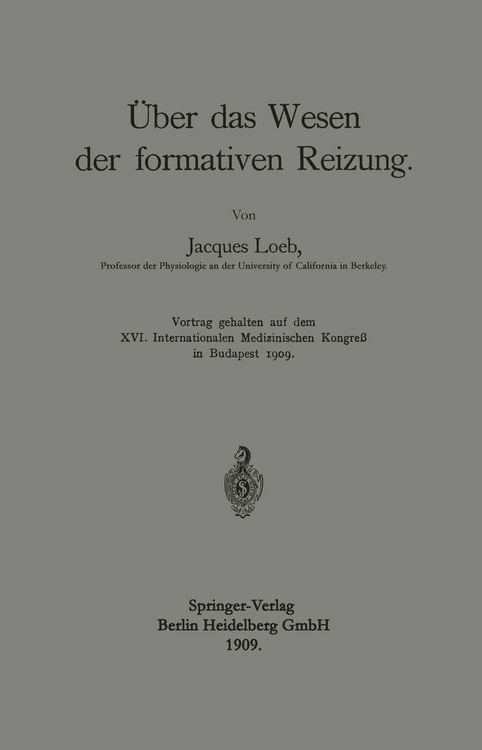 Produktbild: &Uuml;ber das Wesen der formativen Reizung