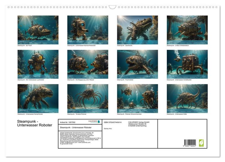 Produktbild: Steampunk - Unterwasser Roboter (Wandkalender 2026 DIN A2 quer), CALVENDO Monatskalender