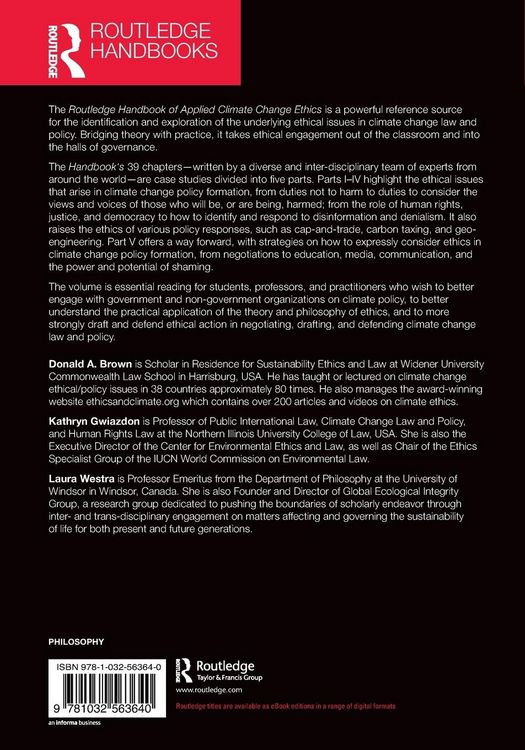 Produktbild: The Routledge Handbook of Applied Climate Change Ethics