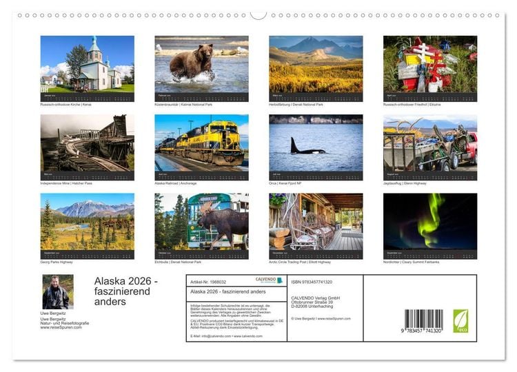 Produktbild: Alaska 2026 - faszinierend anders (hochwertiger Premium Wandkalender 2026 DIN A2 quer), Kunstdruck in Hochglanz